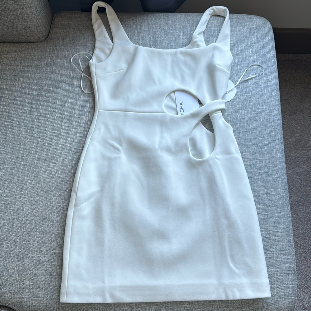 NWT MISHA Harper Crepe White Mini Dress Size M